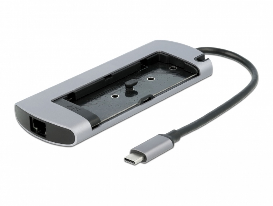 Imagine Docking station USB-C la 4K HDMI / USB / LAN / PD 3.0 + M.2 SATA SSD, Delock 87767