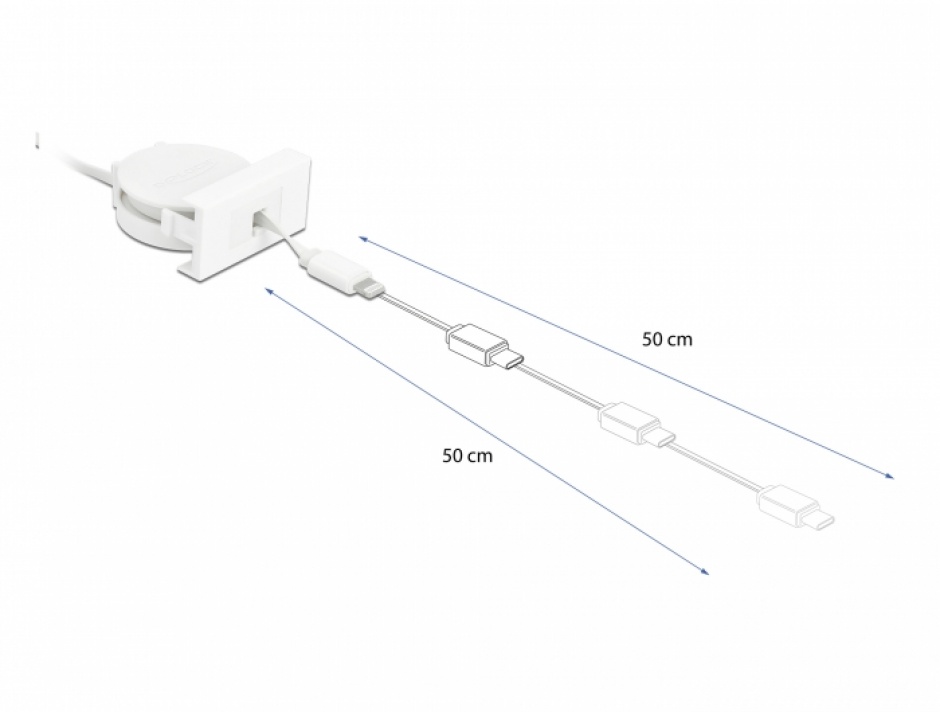 Imagine Cablu USB-A 2.0 la Lightning retractabil pentru modul Easy 45, Delock 81331