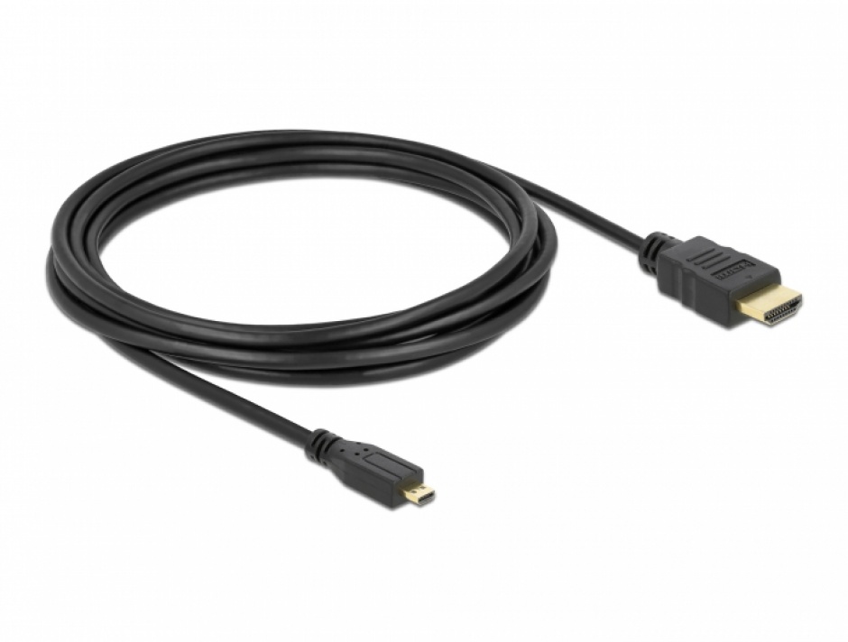 Imagine Cablu HDMI la micro HDMI-D v1.4 3m, Delock 82663