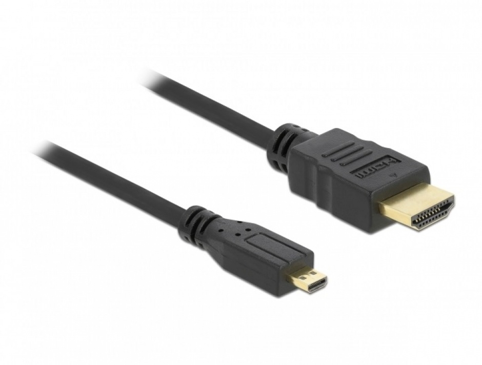 Imagine Cablu micro HDMI-D la HDMI 4K v1.4 T-T 2m Negru, Delock 82664