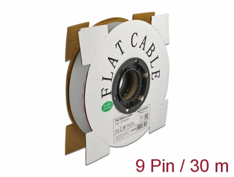 Imagine Cablu plat/flat pentru D-SUB 9 pini/pitch 1.27mm 30m, Delock 66599