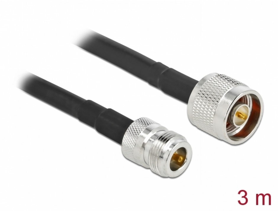 Imagine Cablu prelungitor N type LMR/CFD300 T-M 3m low loss, Delock 90457
