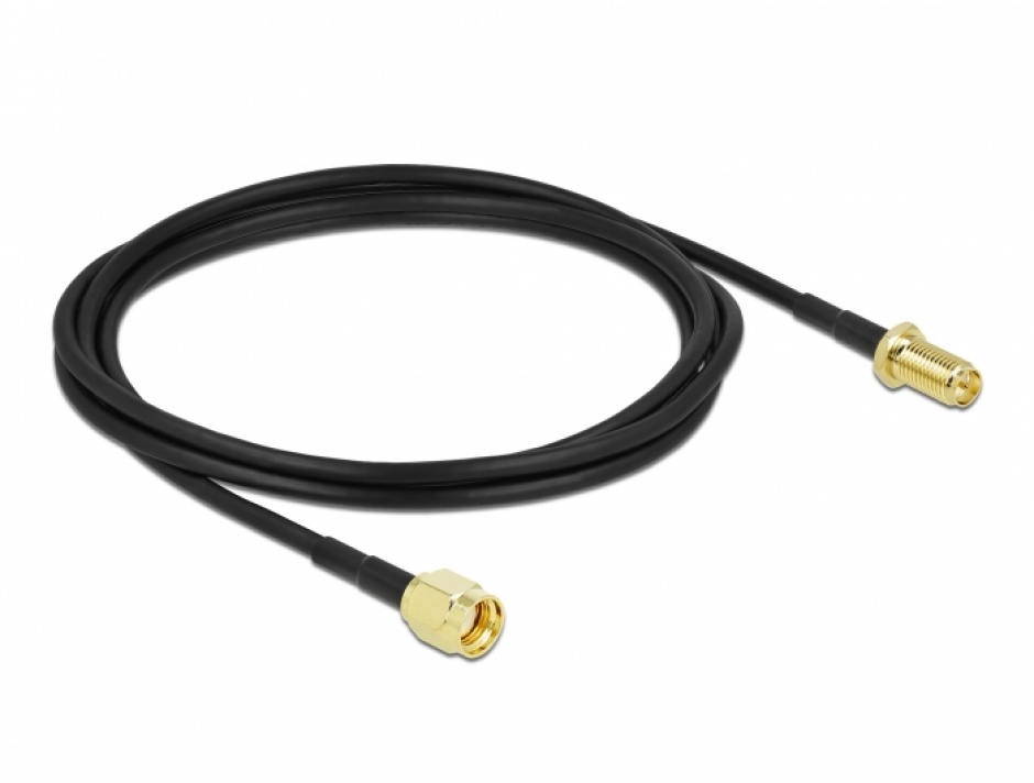 Imagine Cablu prelungitor antena RP-SMA LMR/CFD100 T-M 2m low loss, Delock 90445