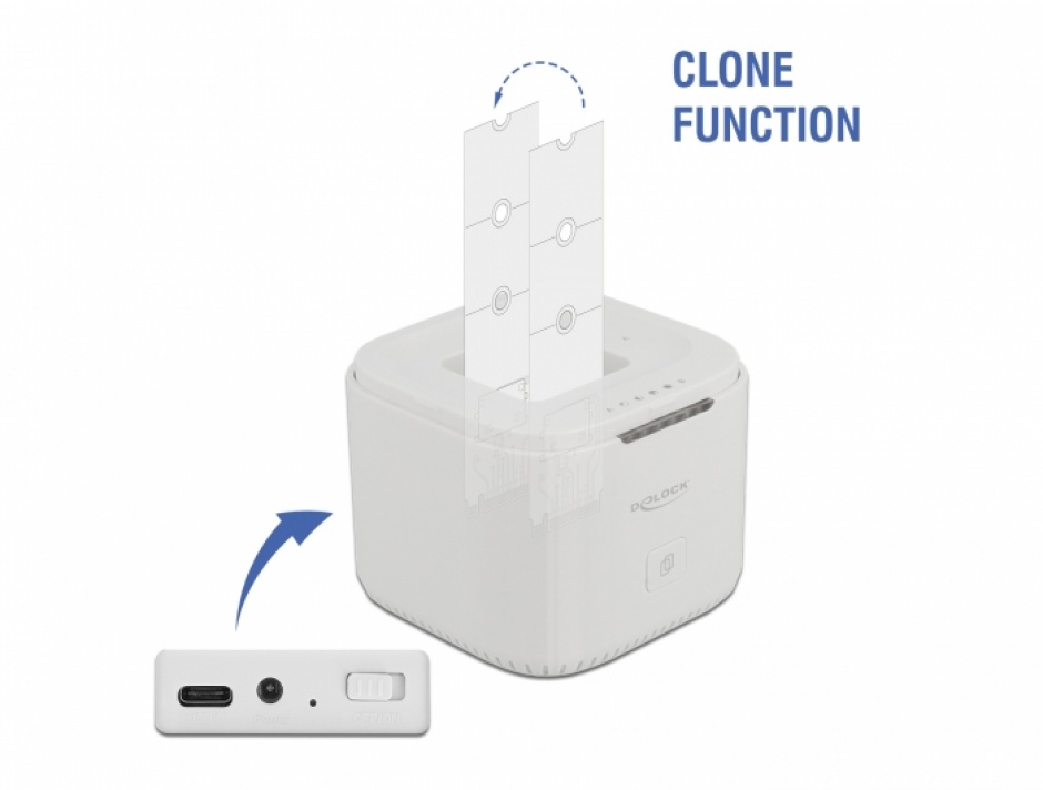 Imagine Docking station USB 3.2-C Gen 2 pentru 2 x M.2 NVMe PCIe SSD cu functie de clona, Delock 63331