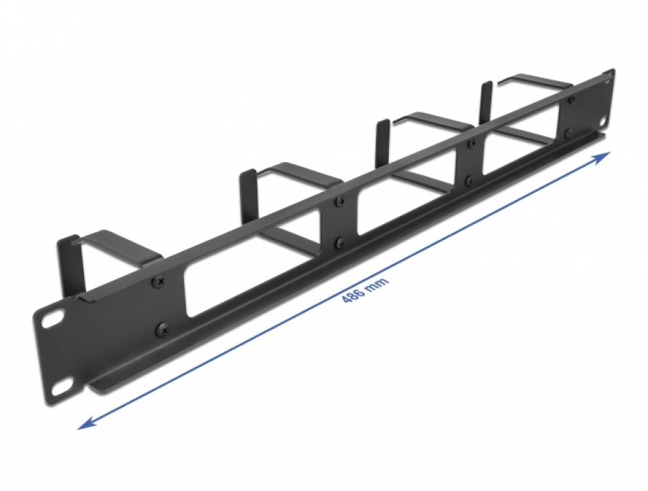 Imagine Organizator cabluri 19" 1U 4 inele Negru, Delock 66658