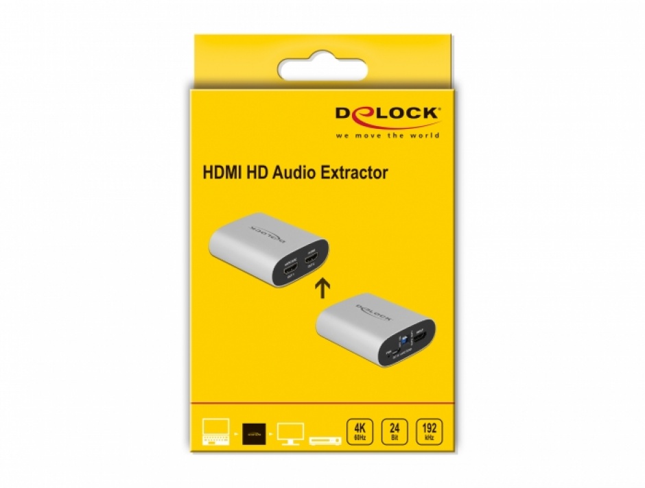 Imagine Extractor audio HDMI HD 4K60Hz cu eARC, Delock 63332