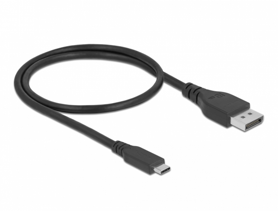 Imagine Cablu bidirectional USB Type-C la DisplayPort (DP Alt Mode) 8K60Hz 0.5m (DP 8K certificat), Delock 8