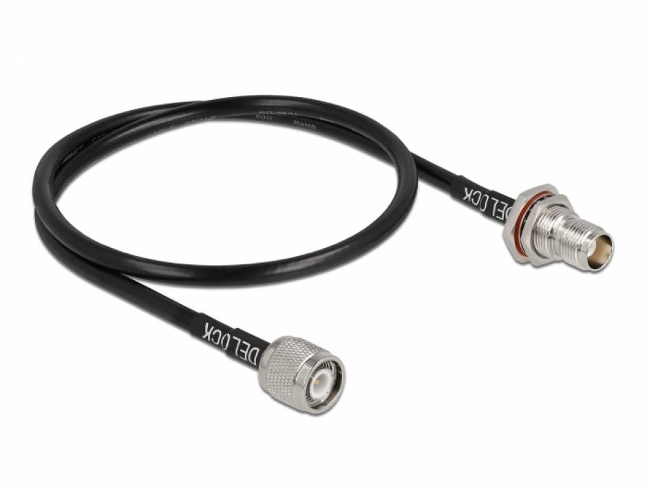 Imagine Cablu prelungitor antena TNC plug la TNC jack RG-58 60cm, Delock 90012