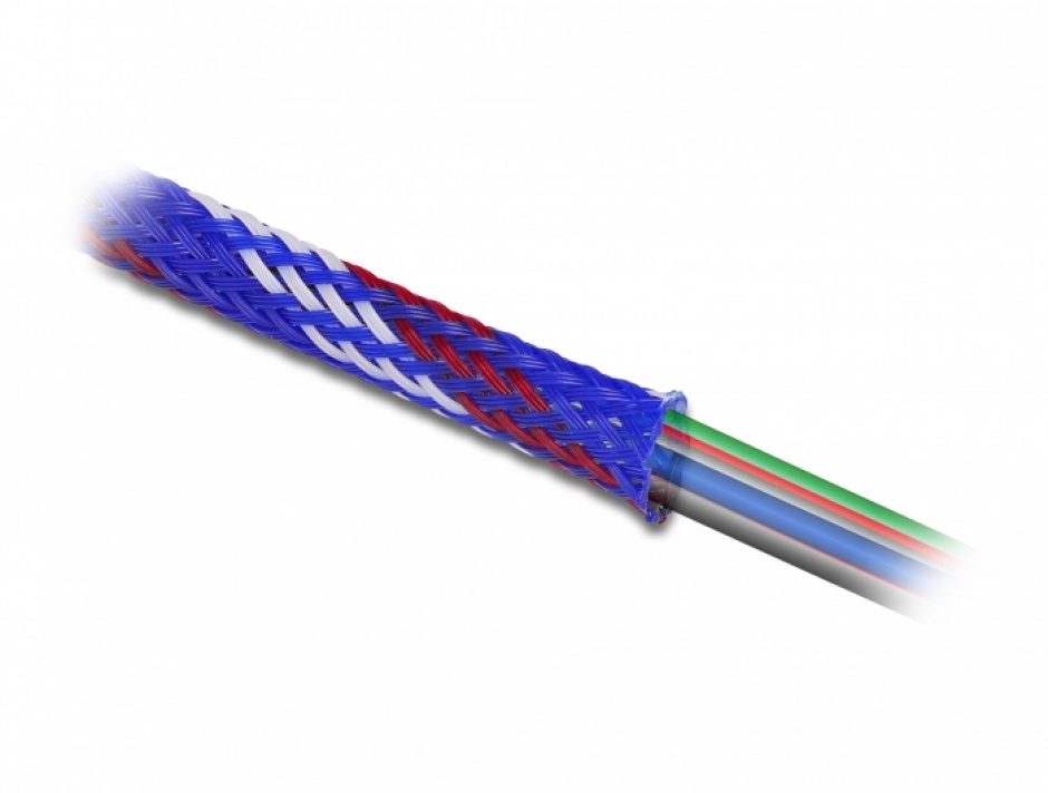 Imagine Organizator cabluri 2 m x 25 mm Albastru/Rosu/Alb, Delock 20751.