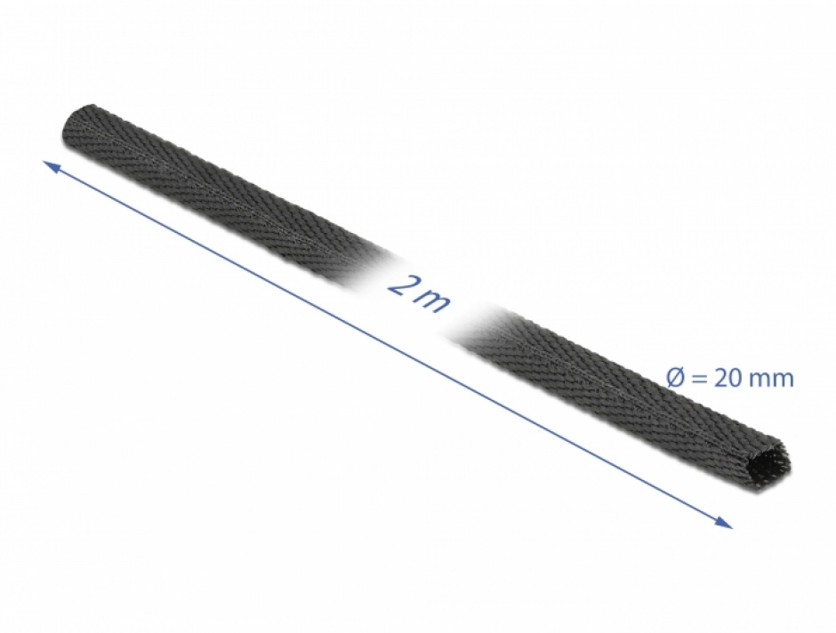 Imagine Tub termocontractabil 2 m x 20 mm raport 2:1 Negru, Delock 20794