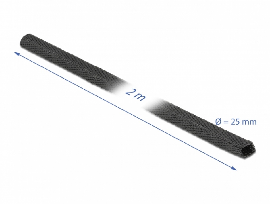 Imagine Tub termocontractabil 2 m x 25 mm raport 2:1 Negru, Delock 20795