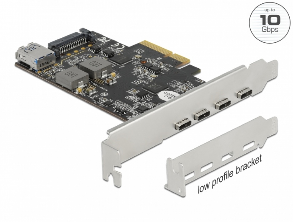 Imagine PCI Express cu 4 x USB 3.2 Gen 2-C + a x USB-A LPFF, Delock 90059