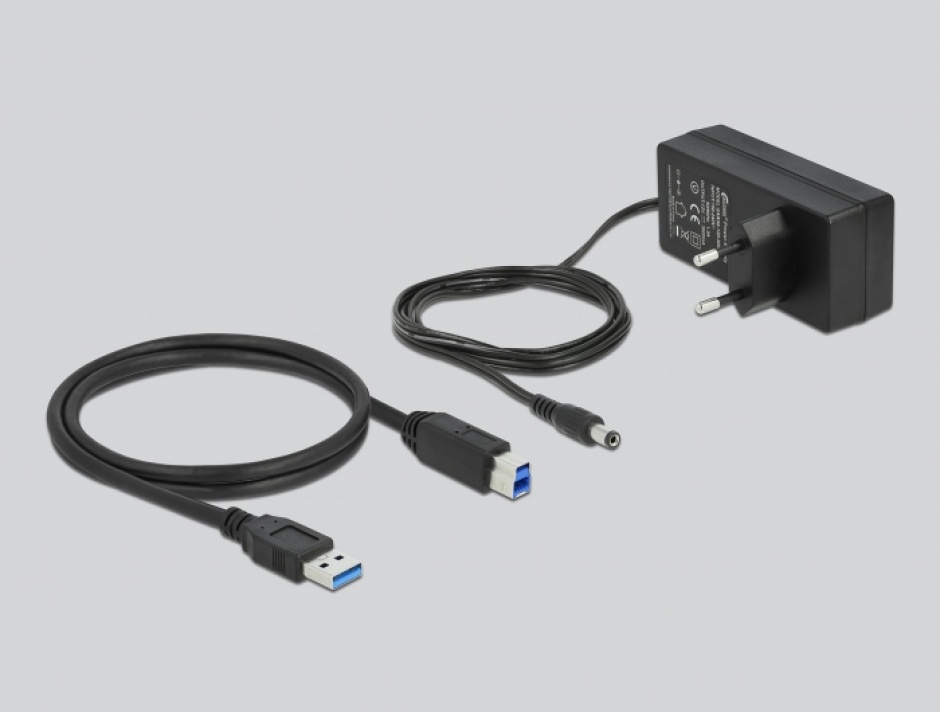 Imagine HUB USB 3.2 Gen 1 cu 4 porturi + 1 Fast Charging + 1 USB-C PD 3.0 cu iluminare + switch ON/Off, Delo