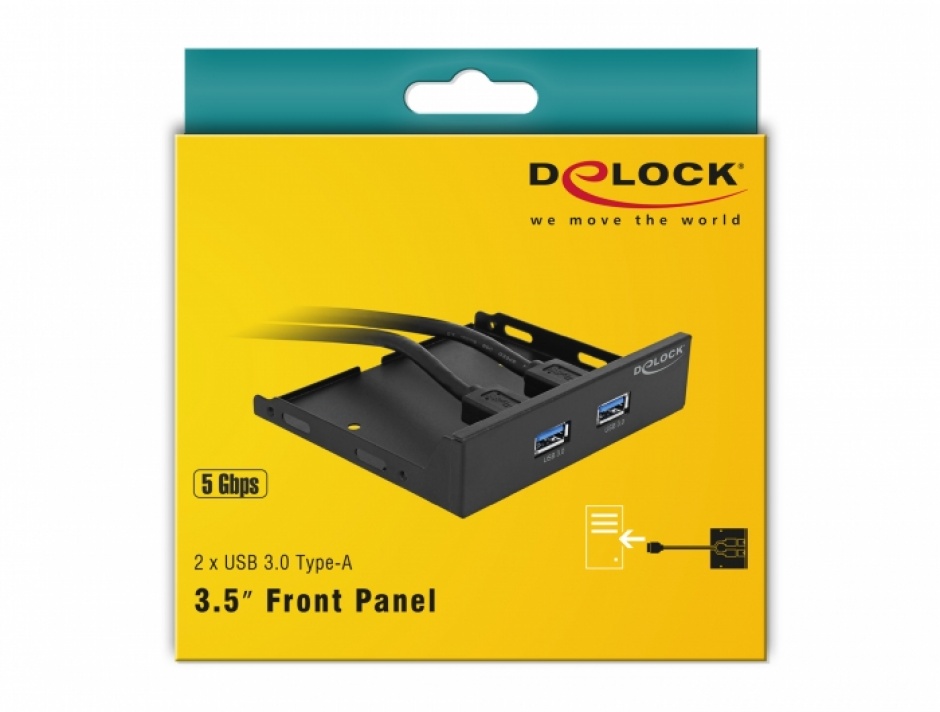 Imagine Front Panel 3.5" cu 2 x USB 3.0, Delock 63994