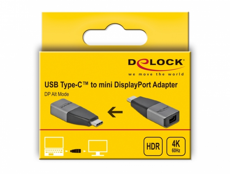 Imagine Adaptor USB 3.2-C Gen1 la mini DisplayPort (DP Alt Mode) 4K60Hz, Delock 64121