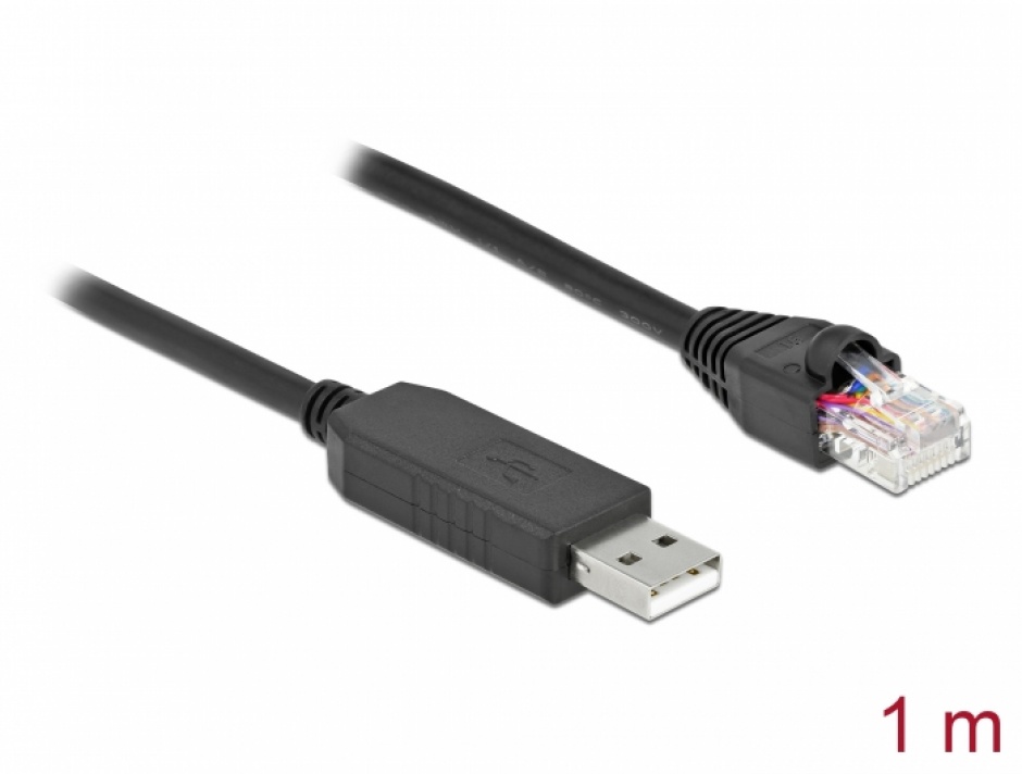 Imagine Cablu USB la serial RS-232 RJ45 (pentru router Cisco) T-T 1m, Delock 64160