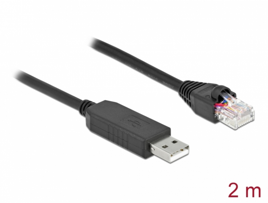 Imagine Cablu USB la serial RS-232 RJ45 (pentru router Cisco) T-T 2m, Delock 64161