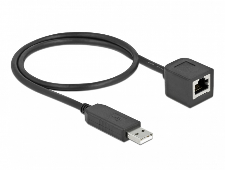 Imagine Cablu USB la serial RS-232 RJ45 (pentru router Cisco) T-M 0.5m, Delock 64163
