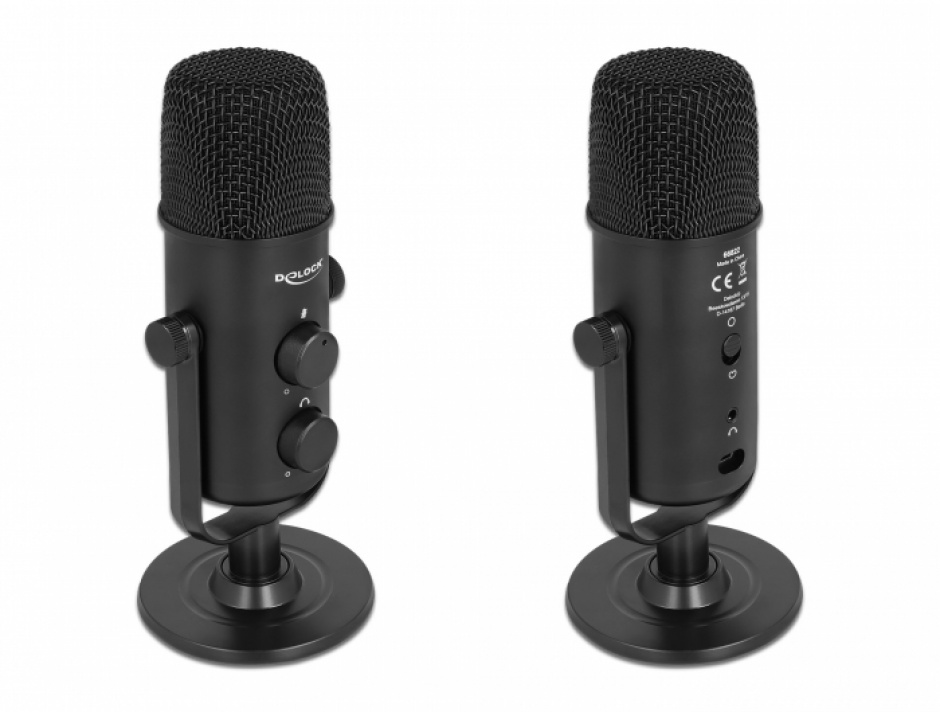 Imagine Microfon Multifunctional Dual Capsule USB Microphone cu Volume Control + Quick-Mute, Delock 66822