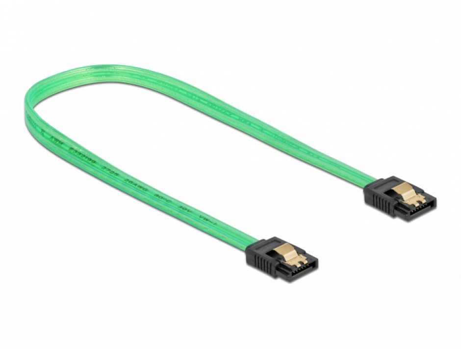 Imagine Cablu SATA III 6 Gb/s UV glow effect 70cm Verde, Delock 82112