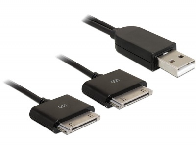 Imagine Cablu USB 2.0 pentru 2 telefoane IPhone/IPad/IPod, Delock 82708