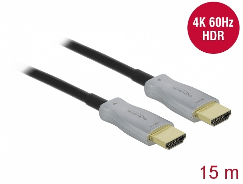 Imagine Cablu optic activ HDMI 4K60Hz HDR T-T 15m, Delock 85012