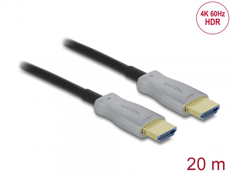 Imagine Cablu optic activ HDMI 4K60Hz HDR T-T 20m, Delock 85015
