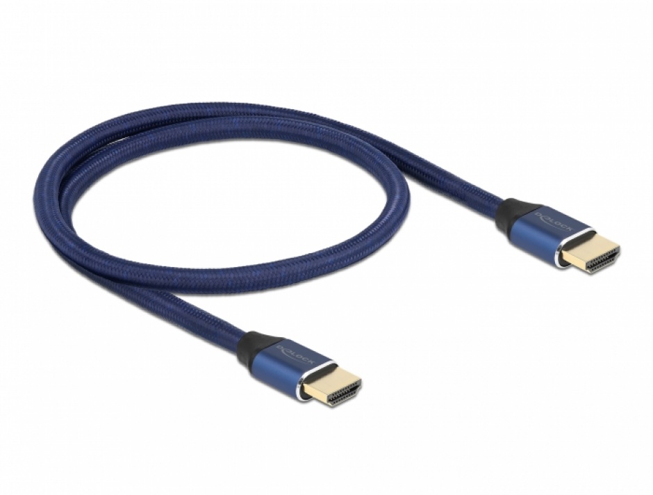 Imagine Cablu Ultra High Speed HDMI 48 Gbps 8K60Hz/4K240Hz 0.5m Blue Certificat, Delock 85445