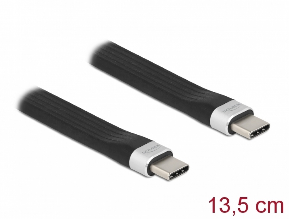 Imagine Cablu USB 3.2 Gen 2 type C la type C FPC Flat Ribbon  PD 3A E-Marker 13.5cm, Delock 85770