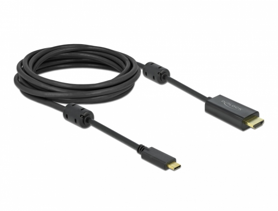 Imagine Cablu activ USB Type-C la HDMI (DP Alt Mode) 4K60Hz T-T 5m Negru, Delock 85972