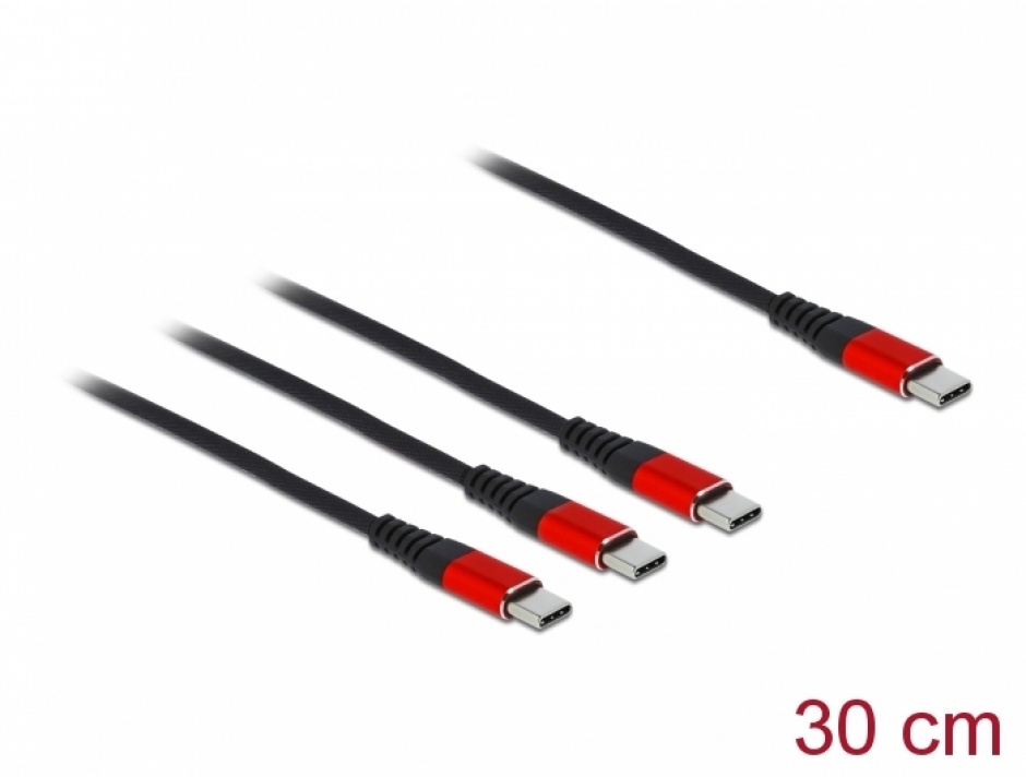 Imagine Cablu de incarcare USB-C la 3 x USB-C T-T 0.3m, Delock 86712