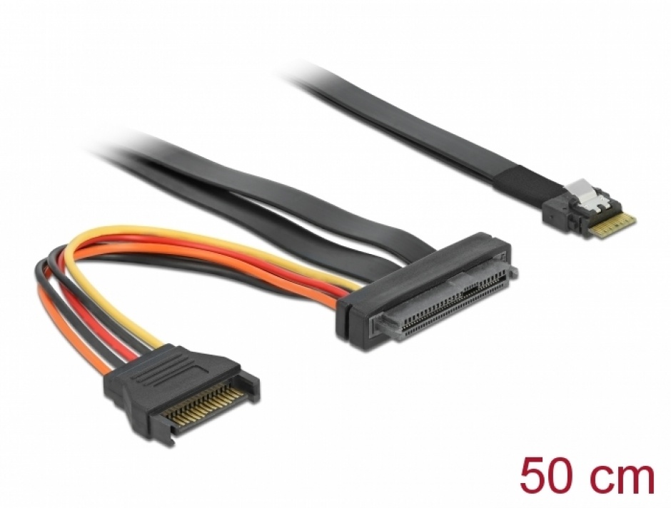 Imagine Cablu Slim SAS SFF-8654 4i la SAS SFF-8639 50cm, Delock 86747