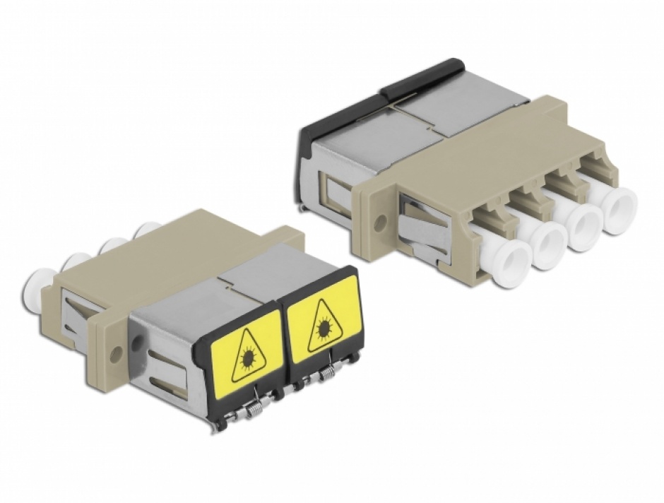 Imagine Cupla fibra optica cu protectie laser LC Quad Multi-mode OM1/OM2 M-M Bej, Delock 86904