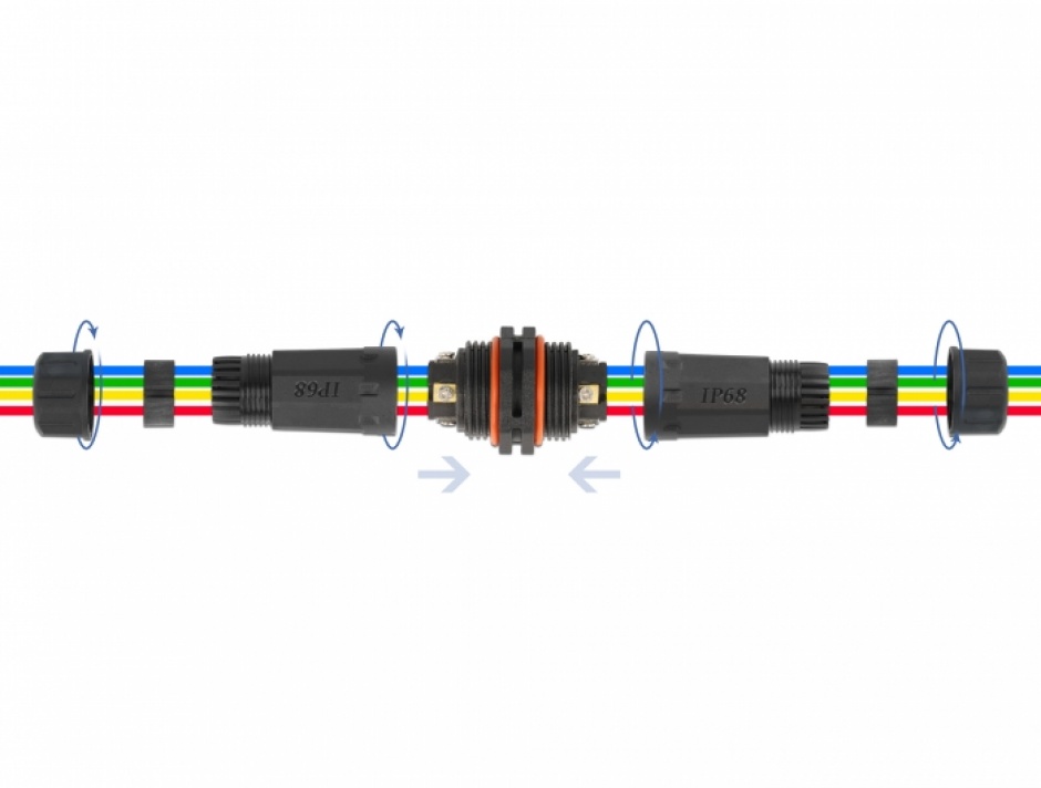 Imagine Cupla pentru 4 x cablu electric 4.5 - 7.5mm IP68 exterior, Delock 86914