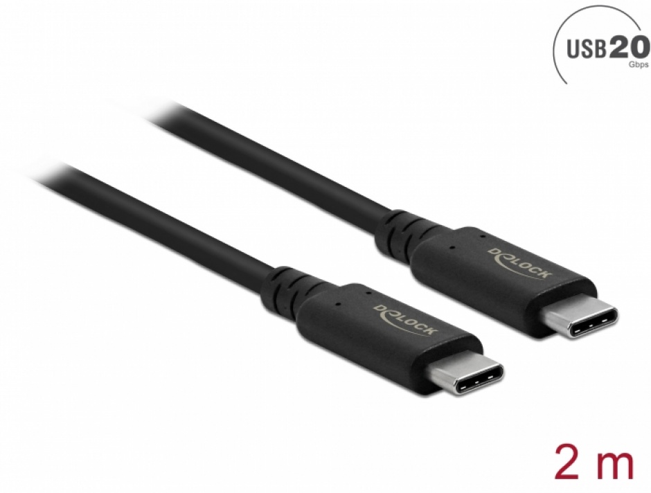Imagine Cablu USB-C 4 (Gen 3x2) 4K60Hz/PD 100W T-T 2m, Delock 86980