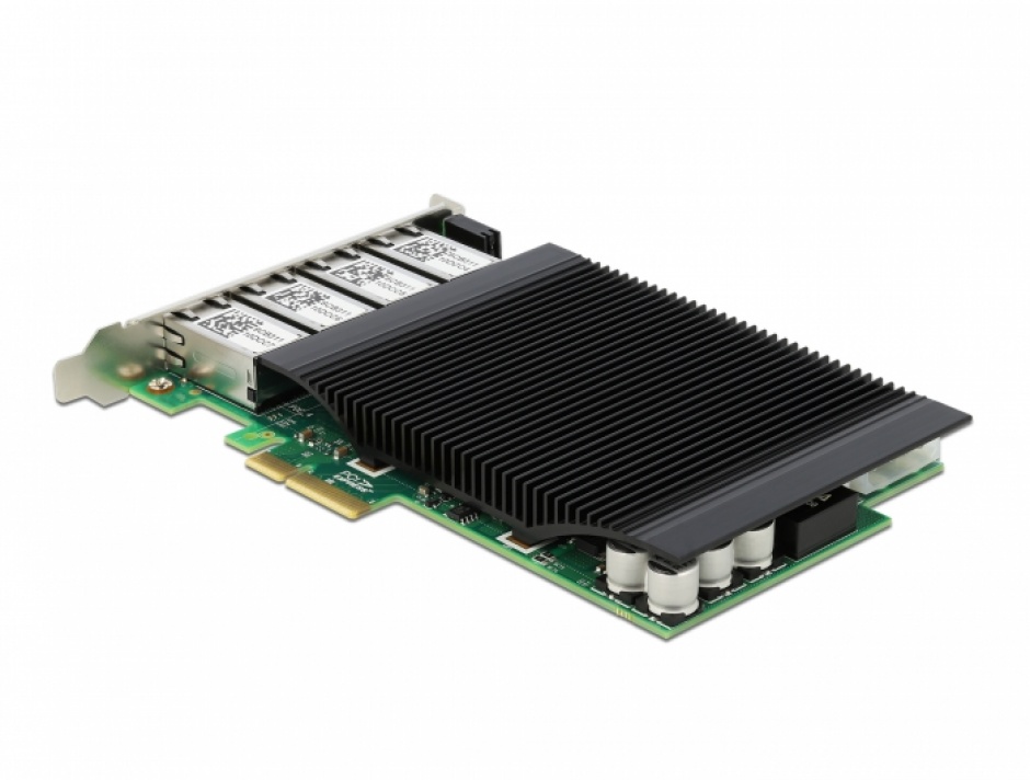 Imagine PCI Express x4 cu 4 x RJ45 Gigabit LAN PoE+ Intel i350, Delock 88501
