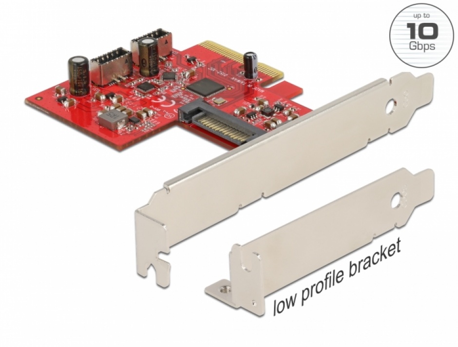 Imagine PCI Express cu 2 x USB 3.2 Gen 2 key A 20 pini interne, Delock 90058