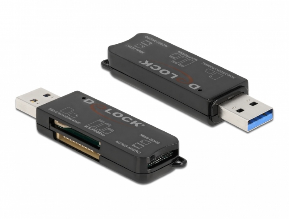 Imagine Cititor de carduri USB 3.2-A Gen1 pentru SD/Micro SD/MS, Delock  91757