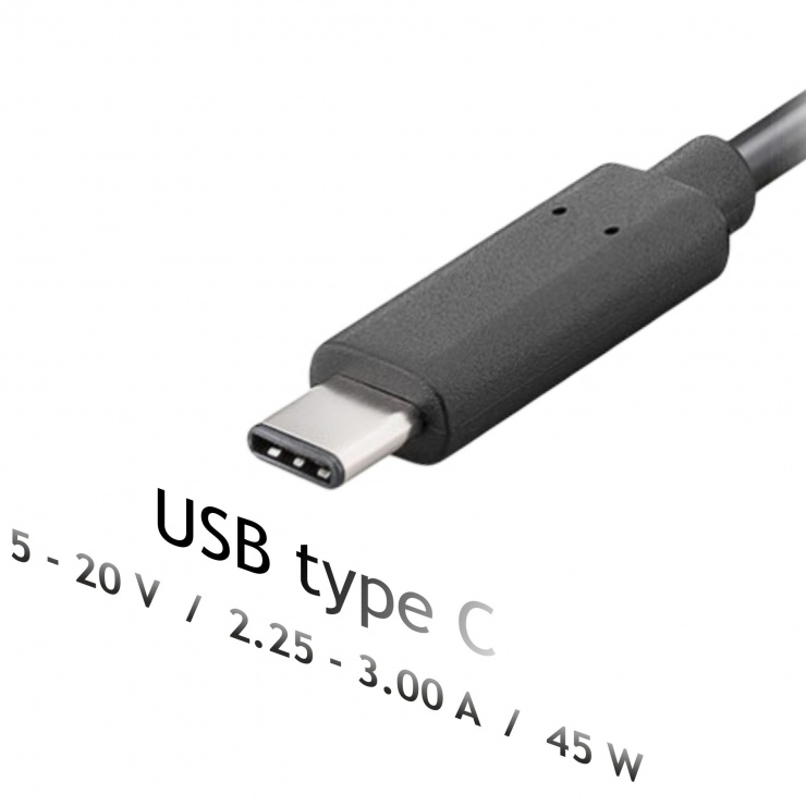 Imagine Incarcator priza pentru notebook USB type C 5-20V / 2.25-3A 45W 1.2m, AK-ND-60