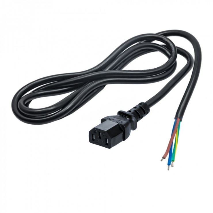 Imagine Cablu de alimentare IEC C13 la fire deschise 1.5m, AK-OT-02A