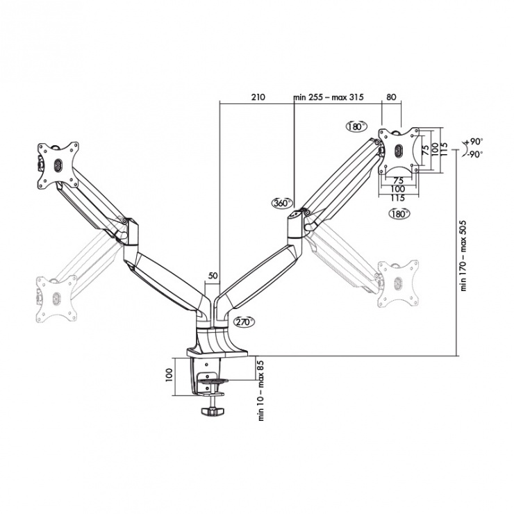 Imagine Suport masa pentru 2 monitoare 13"-32", Logilink BP0043