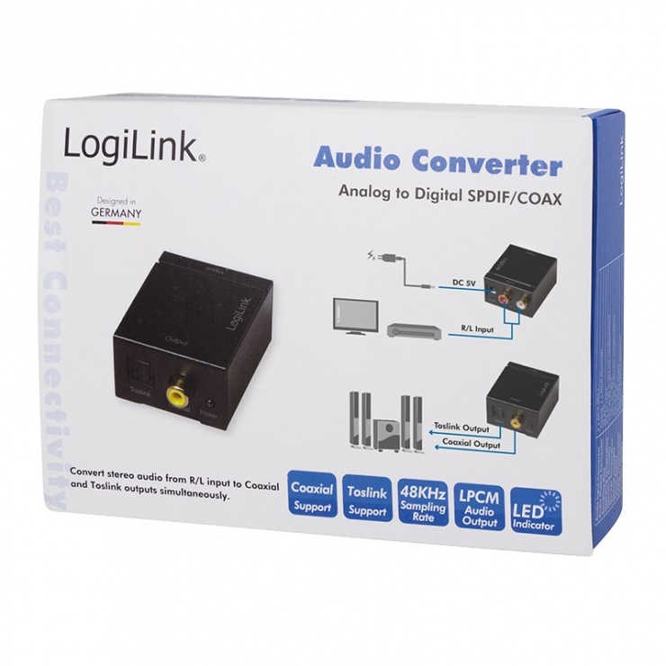 Imagine Convertor audio RCA Analog la Digital S/PDIF, Logilink CA0102