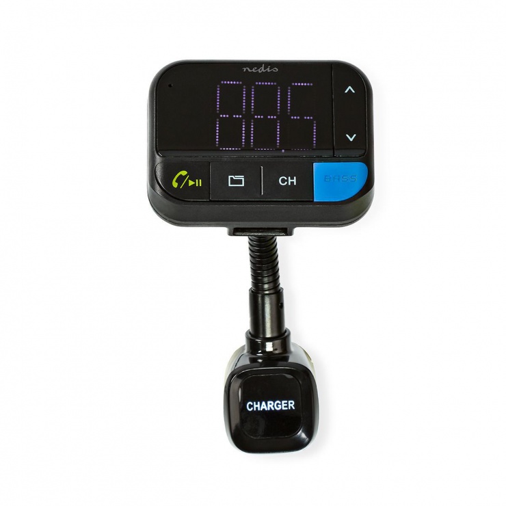 Imagine Incarcator auto 2 x USB 2.1A + modulator FM + Bluetooth + MicroSD, Nedis CATR102BK