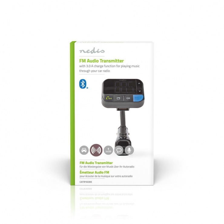 Imagine Incarcator auto 2 x USB 2.1A + modulator FM + Bluetooth + MicroSD, Nedis CATR102BK