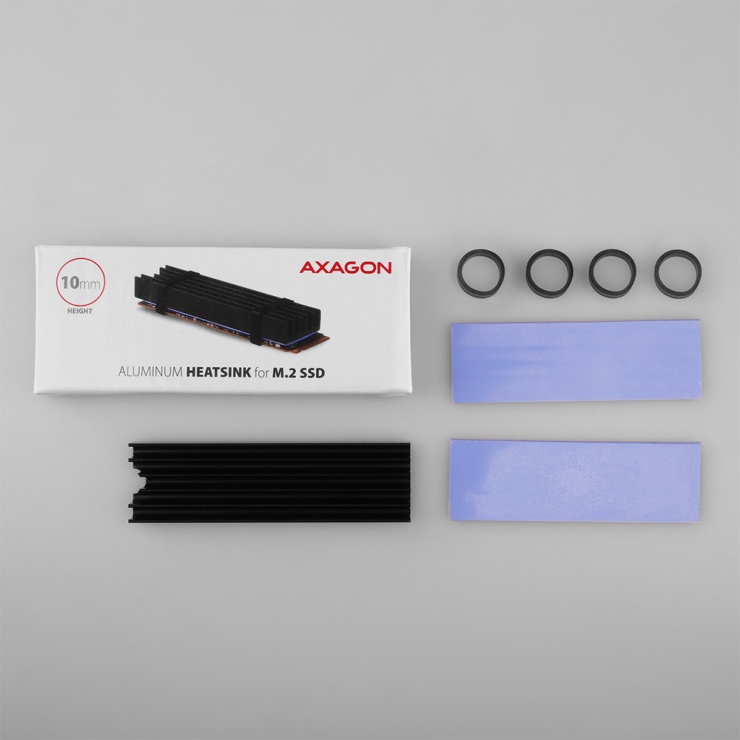 Imagine Radiator pasiv aluminiu pentru SSD M.2 - 2280 inaltime 10mm, AXAGON CLR-M2L10