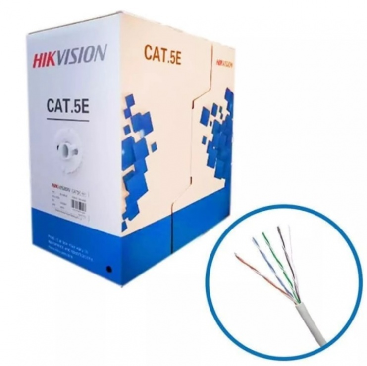 Imagine Rola cablu de retea RJ45 CAT5E UTP 305m fir solid, Hikvision DS-1LN5E-E/E