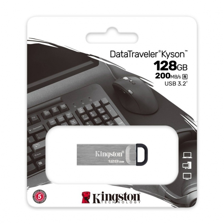 Imagine Stick USB 3.2 DataTraveler Kyson 128GB Metalic, Kingston DTKN/128GB