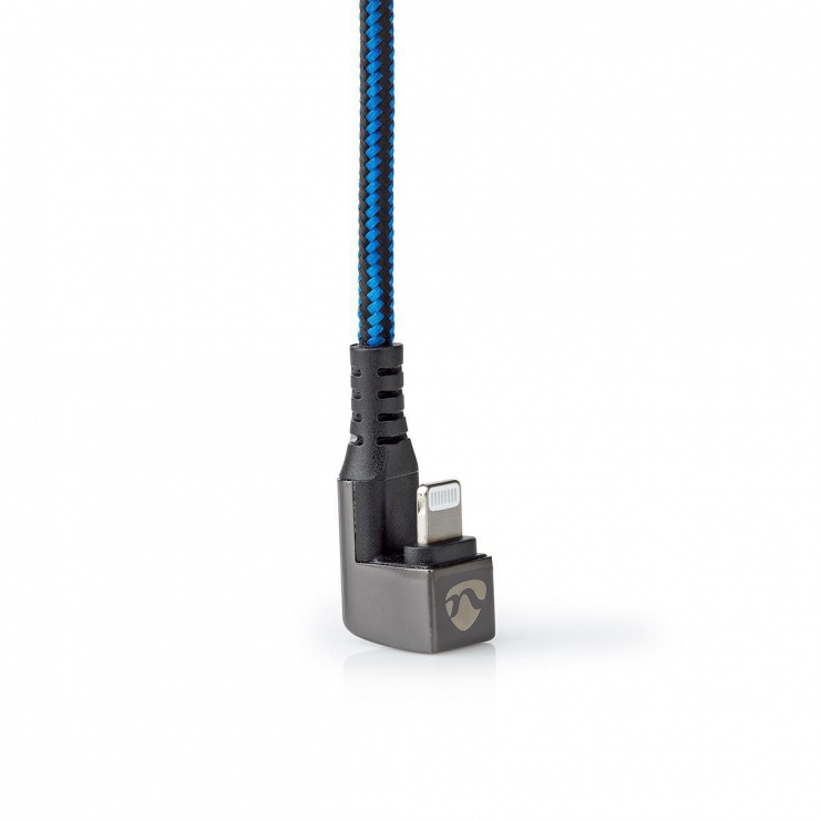 Imagine Cablu de date si incarcare USB-A la Apple Lightning MFI unghi 180 grade 2m, Nedis GCTB39300AL20