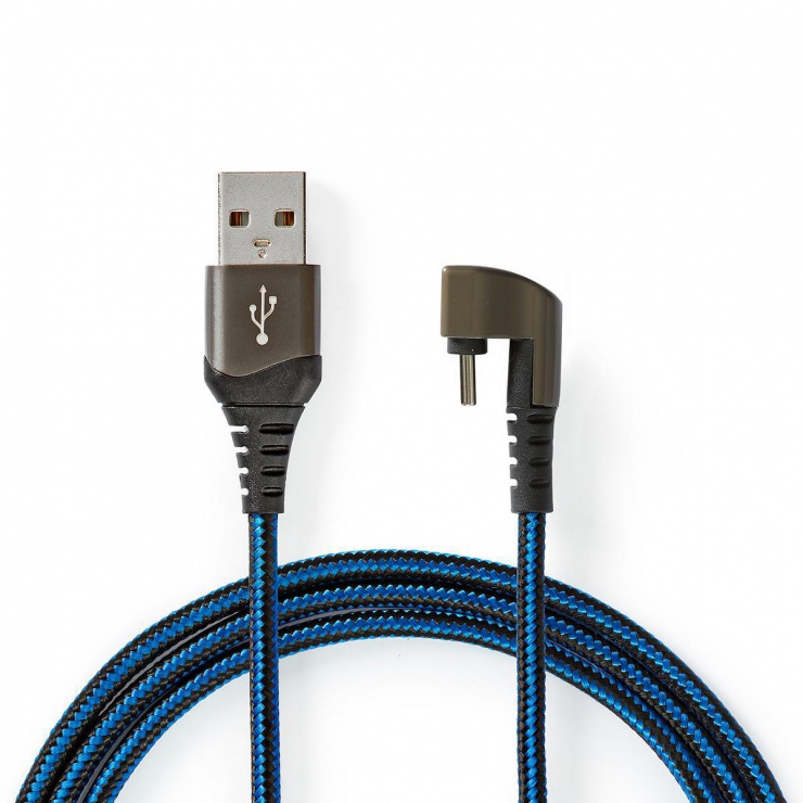 Imagine Cablu USB 2.0-A la USB-C unghi 180 grade 1m, Nedis GCTB60600BK10