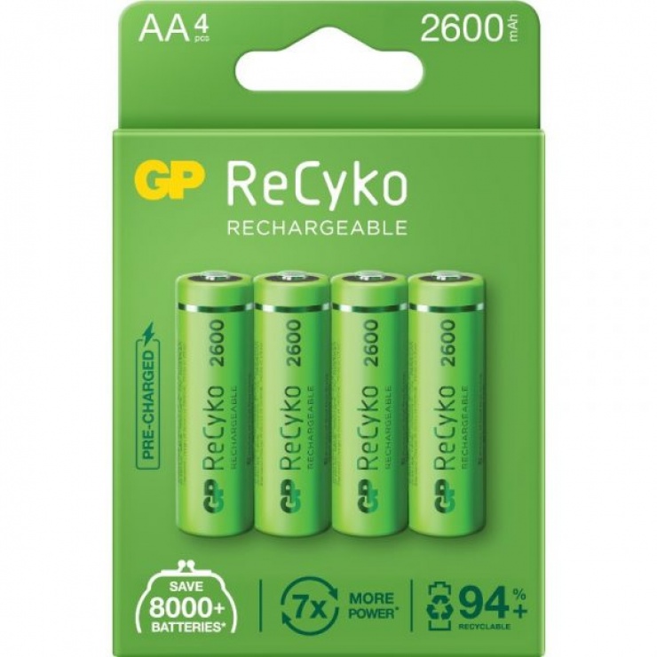 Imagine Set 4 acumulatori ReCyko 2600mAh AA (LR6) 1.2V NiMH, GP Batteries